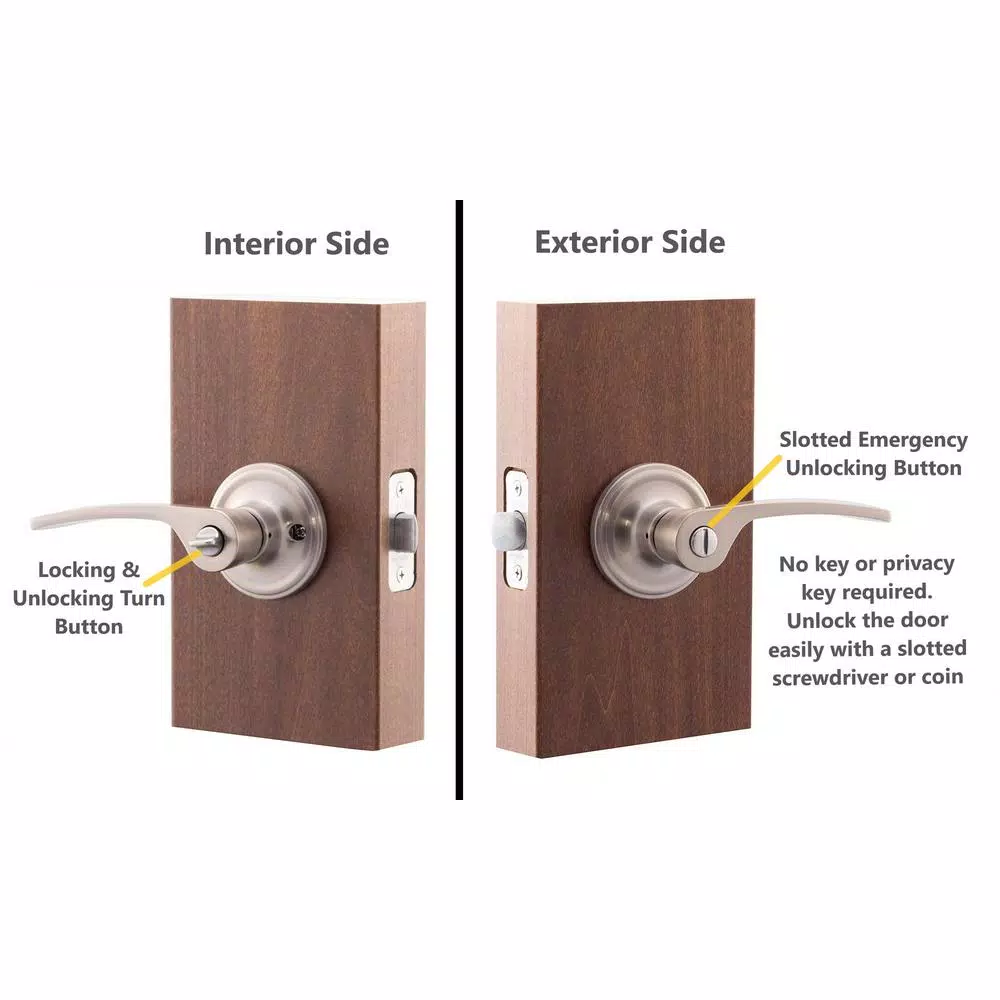 Copper Creek Scandinavian Kash Satin Stainless Steel Privacy Lever for Bedroom and Bathroom