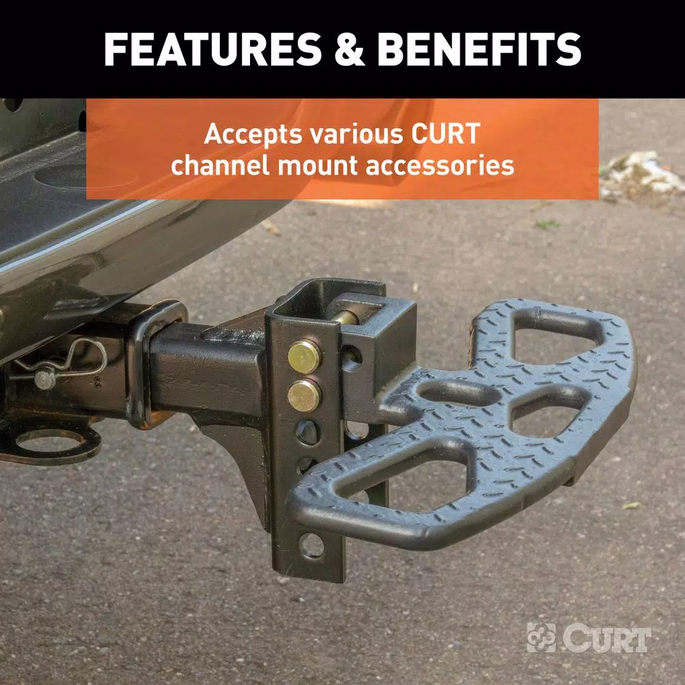 CURT Adjustable Channel Hitch Ball Mount, 2" Shank, 1" Ball Hole, 6,000 lbs Capacity