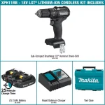 Makita 18V LXT Sub-Compact Brushless 1/2 in. Hammer Driver-Drill Kit with 2x 2.0Ah Batteries and Charger thumbnail 2