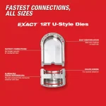 Milwaukee M18 FORCE LOGIC 750 MCM Cordless Crimper Kit with EXACT Aluminum Dies thumbnail 6
