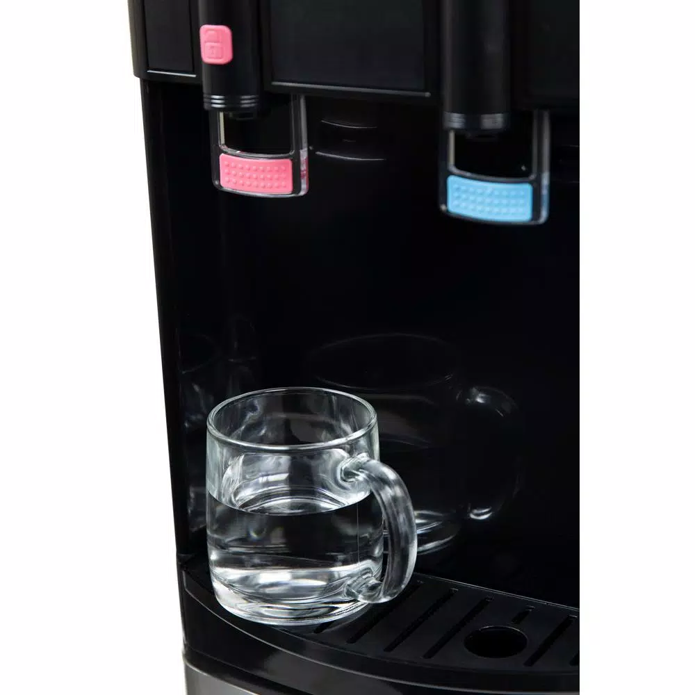 Igloo Top Loading Water Dispenser, Hot and Cold Water Cooler in Black and Stainless Steel