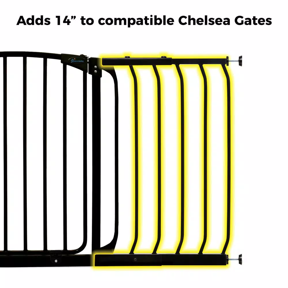 Dreambaby 14 in. Gate Extension for Chelsea Standard Height Child Safety Gates, Black