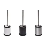 Unbranded Stainless Steel Toilet Bowl Brush Holder with Hinged Folding Lid - Chrome thumbnail 2