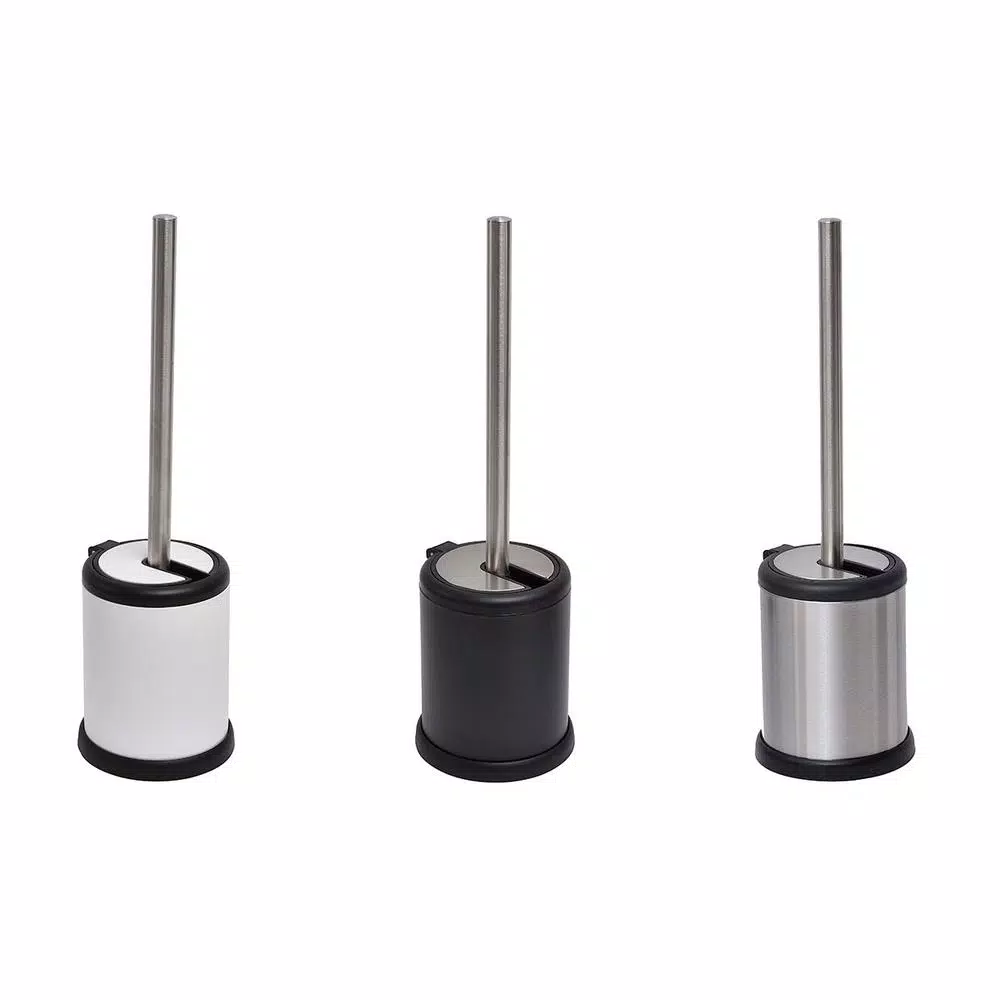 Unbranded Stainless Steel Toilet Bowl Brush Holder with Hinged Folding Lid - Chrome