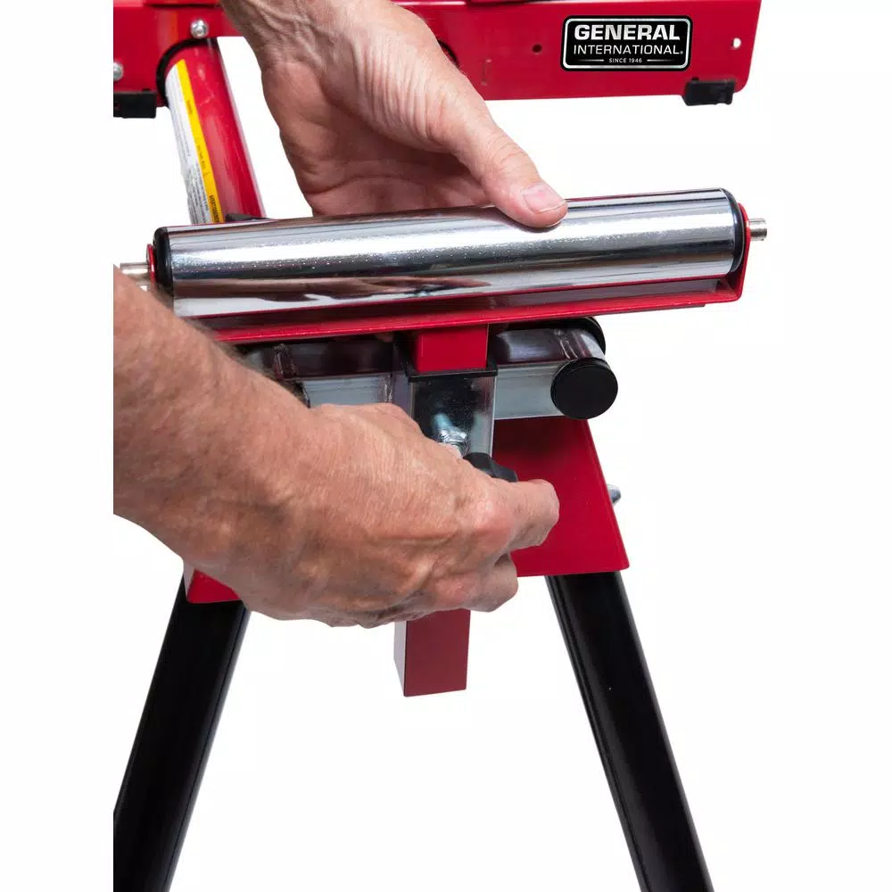 General International MS3102 Miter Saw Stand with Solid Tires and Adjustable Extensions