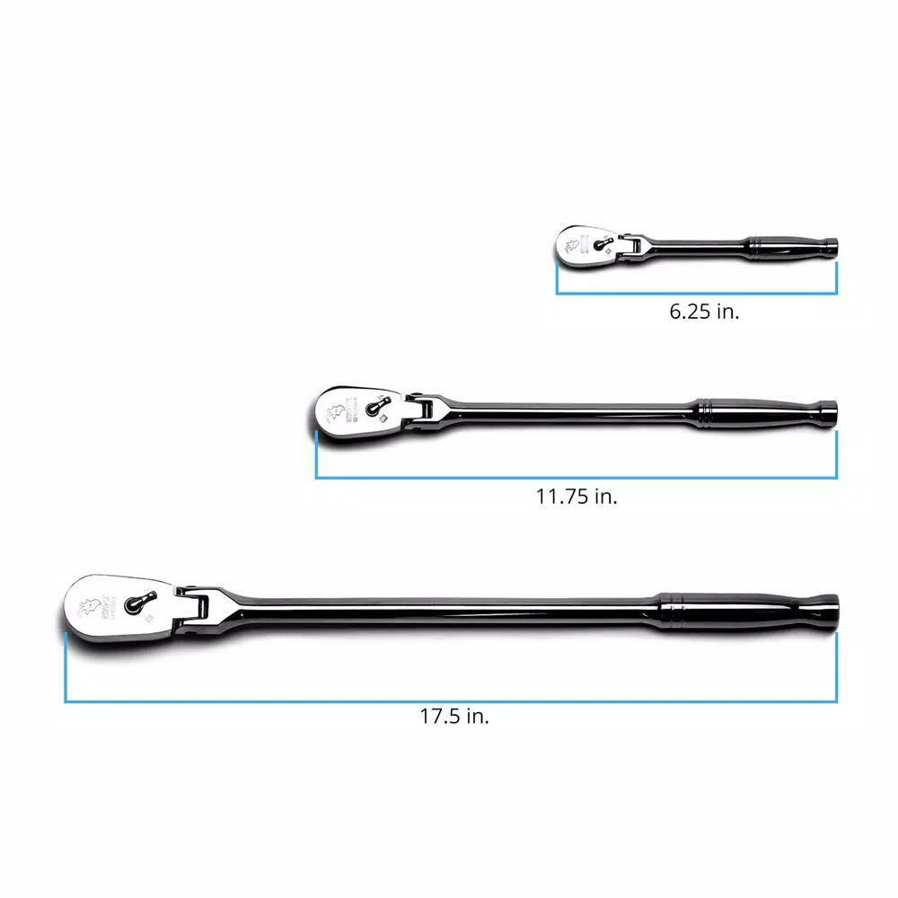 Capri Tools 3-Piece Low Profile Flex-Head 72-Tooth Ratchet Set (1/4 in., 3/8 in., 1/2 in. Drive)