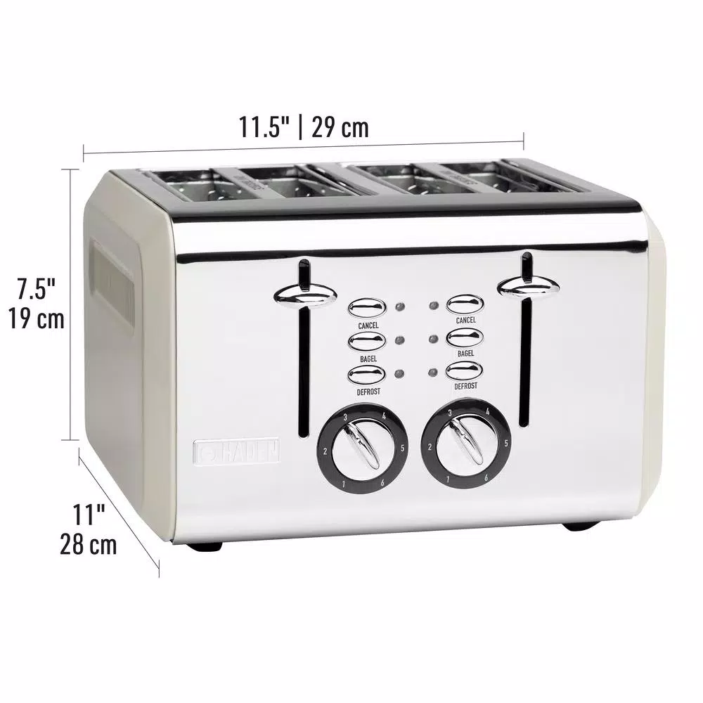 Haden Cotswold 4-Slice Wide Slot Retro Toaster, 1500W, Putty