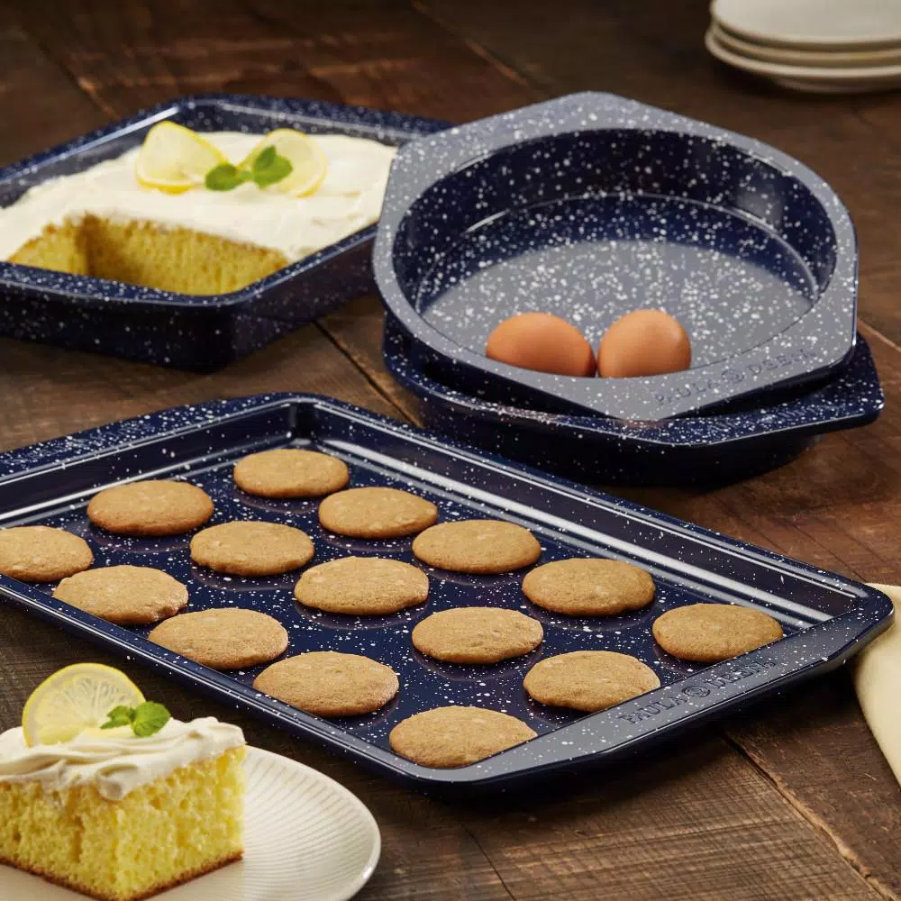 Paula Deen 4-Piece Nonstick Speckled Bakeware Set, Deep Sea Blue