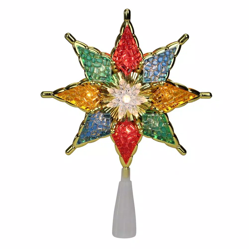 Northlight 8 in. Multi-Color Crystal 8-Point Star Christmas Tree Topper, Prelit