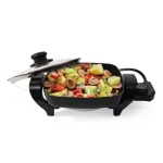 Nesco 8 in. Electric Skillet, 1800W Non-Stick Square Pan with Glass Lid, Black thumbnail 4