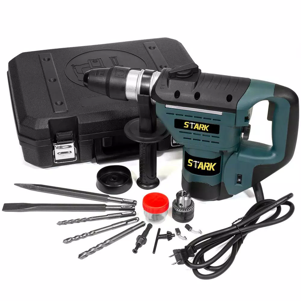 Stark 8.3 Amp 1/2 in. SDS-Plus Corded Rotary Hammer Drill Kit with Chisel Bit Set