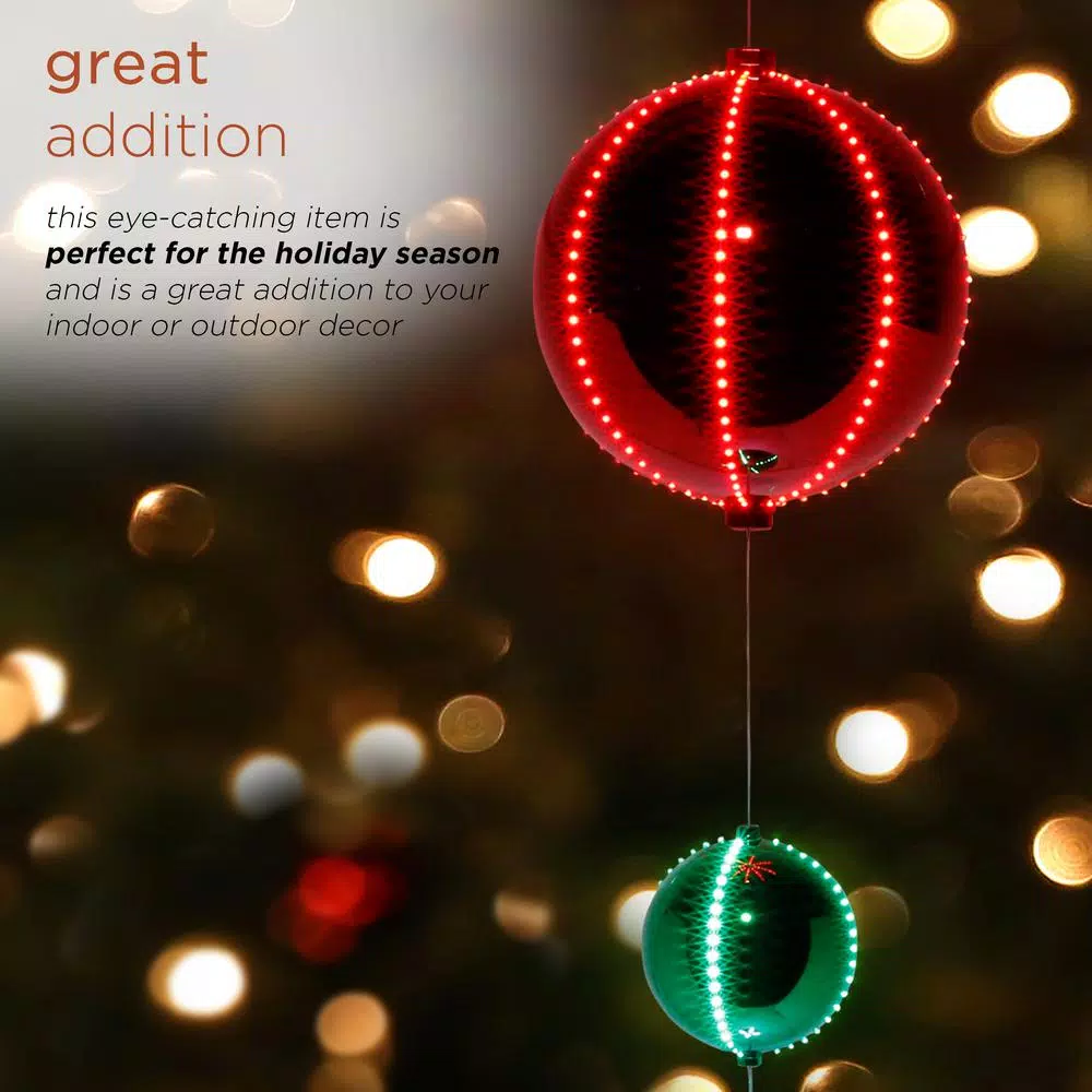 Alpine Corporation 3-Tier Hanging Christmas Ornaments with Chasing LED Lights, Indoor/Outdoor