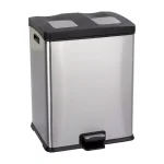 Safco 15 Gal. Stainless Steel Recycling Station - Dual Compartment Step Trash Can thumbnail 1