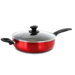 Oster Gibson Oster Merrion 3.5 Qt. Aluminum Nonstick Saute Pan with Glass Lid, Red thumbnail 1