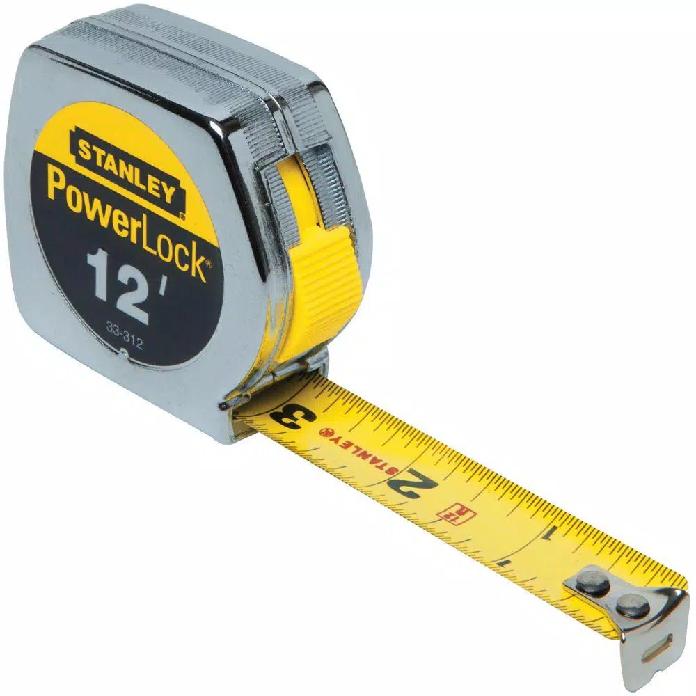 Stanley 12 ft. PowerLock Tape Measure, 3/4 in. Wide Blade, Die-Cast Metal Case