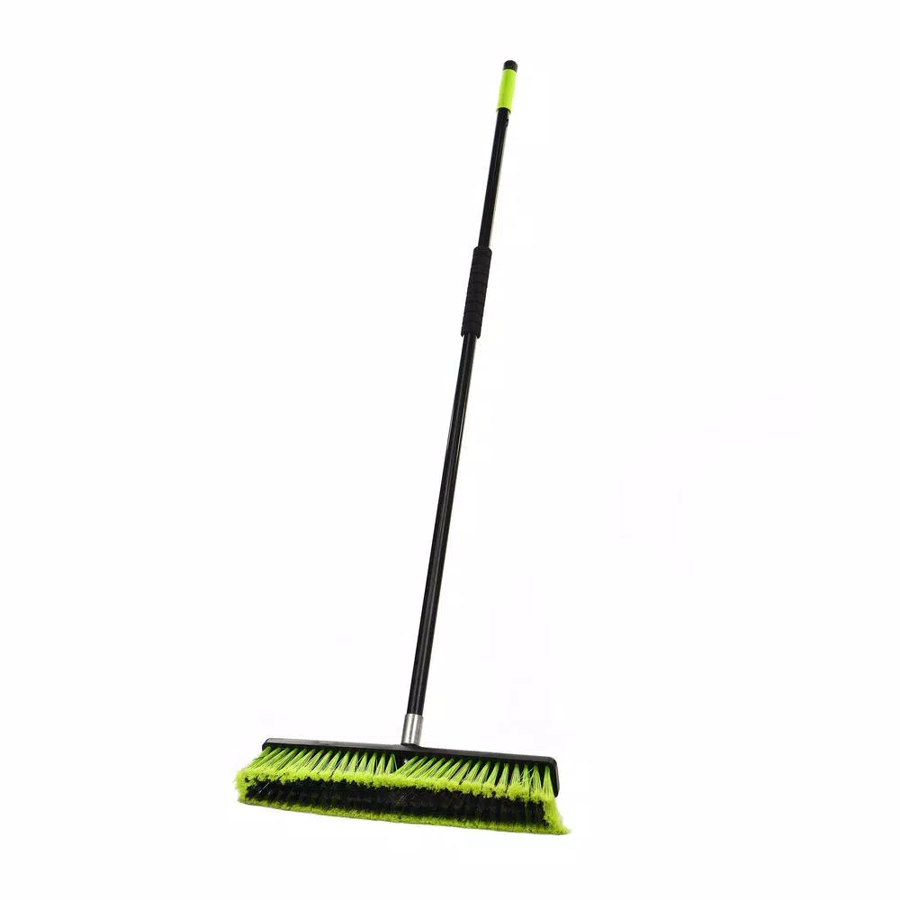 Alpine Industries 18 in. 2-in-1 Squeegee Push Broom, Green Multi-Surface Indoor/Outdoor