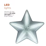 Alpine Corporation 19 in. LED Christmas 3D Hanging Star Ornament, White thumbnail 6
