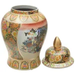 Unbranded Oriental Furniture 18 in. Rose Medallion Satsuma Peacock Porcelain Temple Jar thumbnail 3