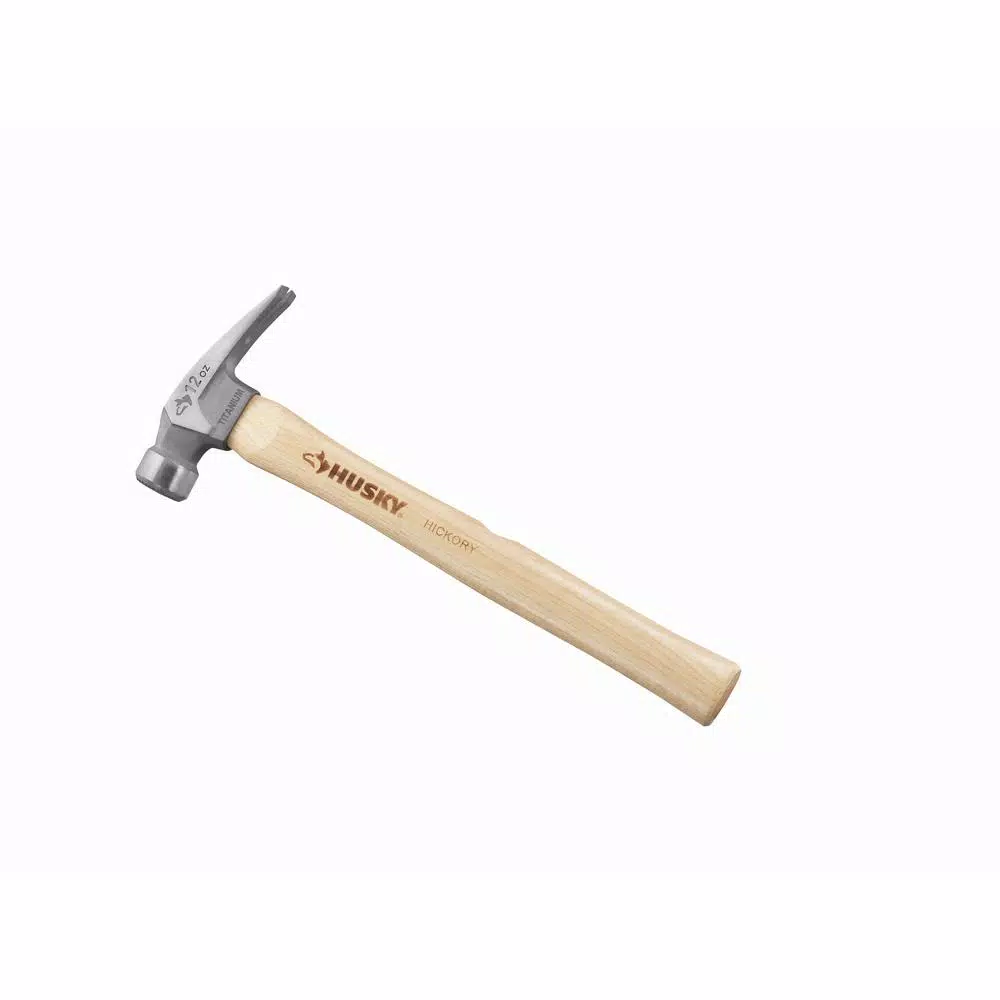 Husky 12 oz. Titanium Framing Hammer with 16 in. Hickory Handle and Magnetic Nail Starter