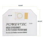 POWERTEC 10-Pack Fleece Filter Bags for Makita XCV05Z Backpack Vacuum Dust Extractor thumbnail 4