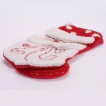 Glitzhome 20 in. Handmade 3D Santa Hooked Christmas Stocking - Red & White thumbnail 2