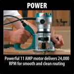 Makita RF1101 2-1/4 HP 11-Amp Variable Speed Router thumbnail 7