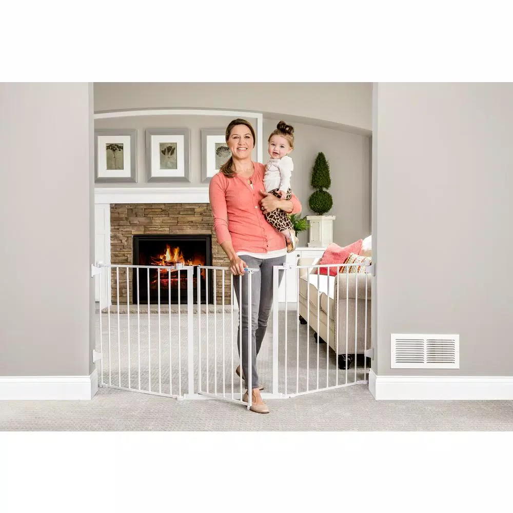 Regalo 31" Extra Wide Metal Flexi Baby Gate, Configurable Walk-Through Gate (28-76 in.)