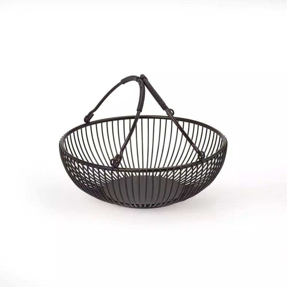 Gourmet Basics by Mikasa Mikasa Gourmet Basics Spindle 2-Tier Fruit Basket with Banana Hook, Wrought Iron