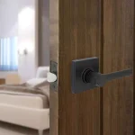 Defiant Highland Matte Black Passage Door Lever with Square Rose thumbnail 2