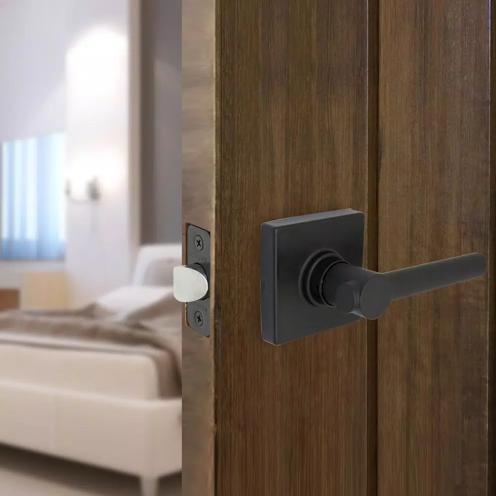 Defiant Highland Matte Black Passage Door Lever with Square Rose