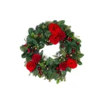 Village Lighting Company 30 in. Pre-Lit Red Peony and Berry Artificial Christmas Wreath with 50 LED Lights thumbnail 1