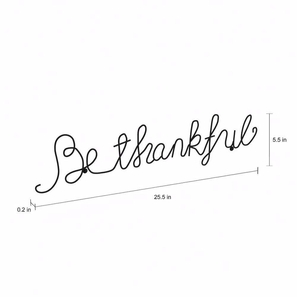 Lavish Home Be Thankful Metal Cutout Wall Decor Sign, Black Farmhouse Style