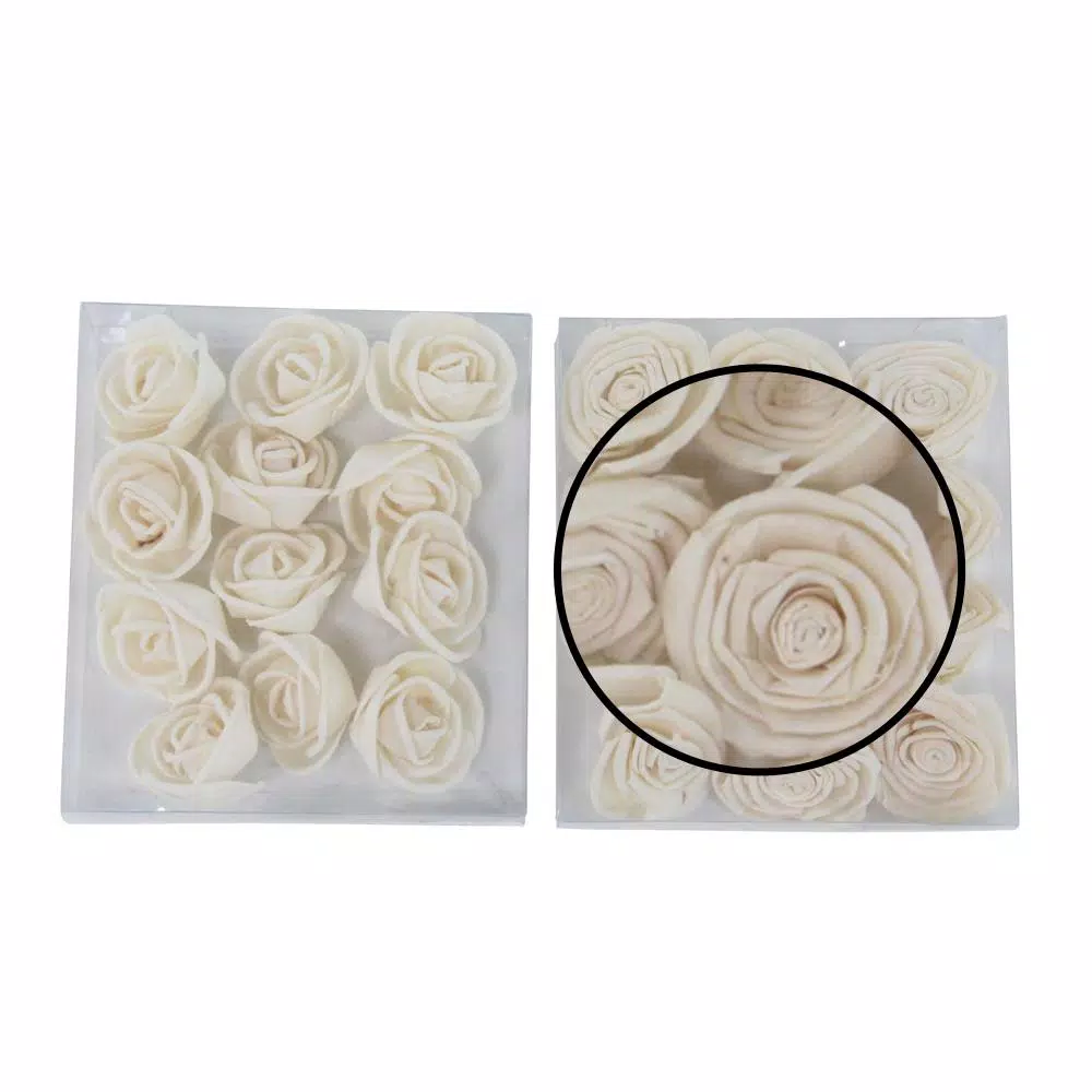 LITTON LANE White Sola Boxed Rose Flowers, Set of 2 - All-Natural Plant Fiber Decorative Rose Fillers
