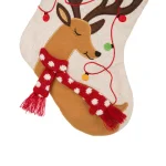 Glitzhome 21 in. LED Embroidered Polyester Linen Christmas Stockings, 2-Pack thumbnail 4