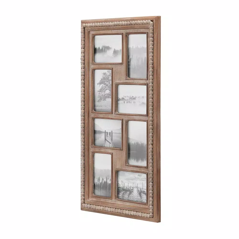 Home Decorators Collection 8-Opening Natural Beaded Wood Collage Picture Frame, 4x6, Brown