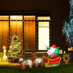 Glitzhome 7 ft. Lighted Inflatable Santa Sleigh with 2 Reindeer Holiday Decor thumbnail 6