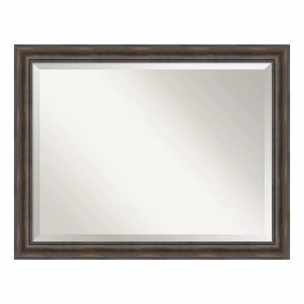 Amanti Art 45.5 in. W x 35.5 in. H Rustic Pine Framed Rectangular Beveled Edge Bathroom Vanity Mirror