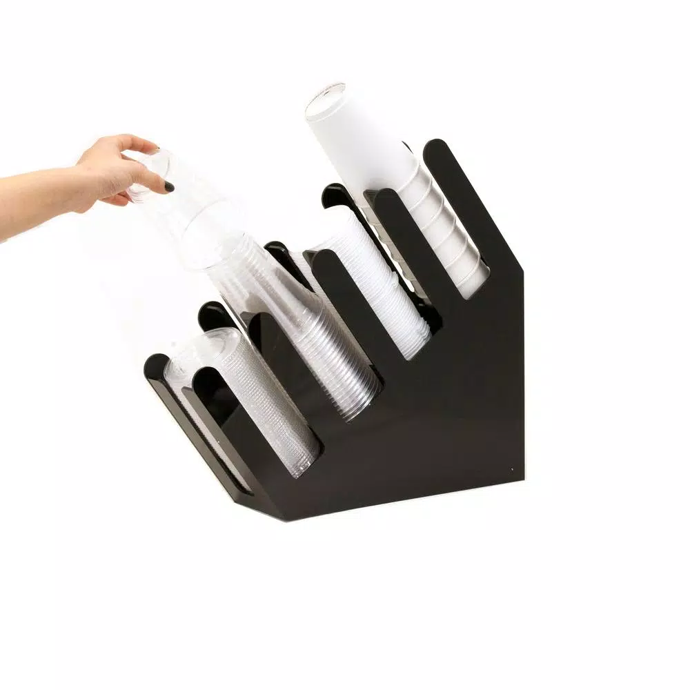 Mind Reader 4-Compartment Stainless Steel Cup and Lid Organizer, Black