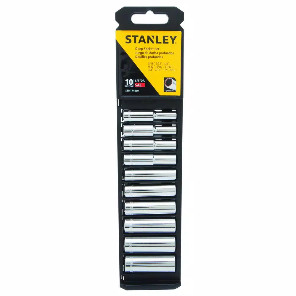 Stanley 1/4 in. Drive SAE Deep Socket Set, 10-Piece