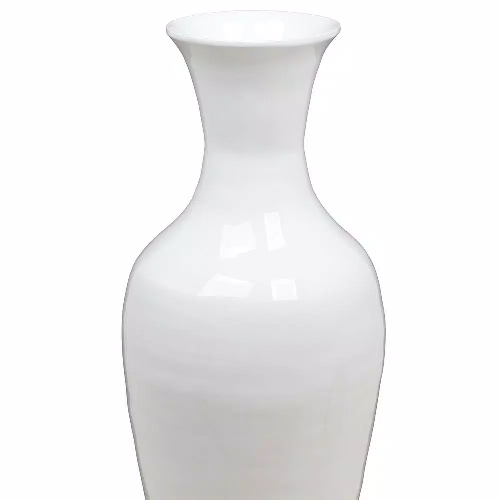 Uniquewise 37 in. White Modern Bamboo Tall Floor Vase - Trumpet Shape