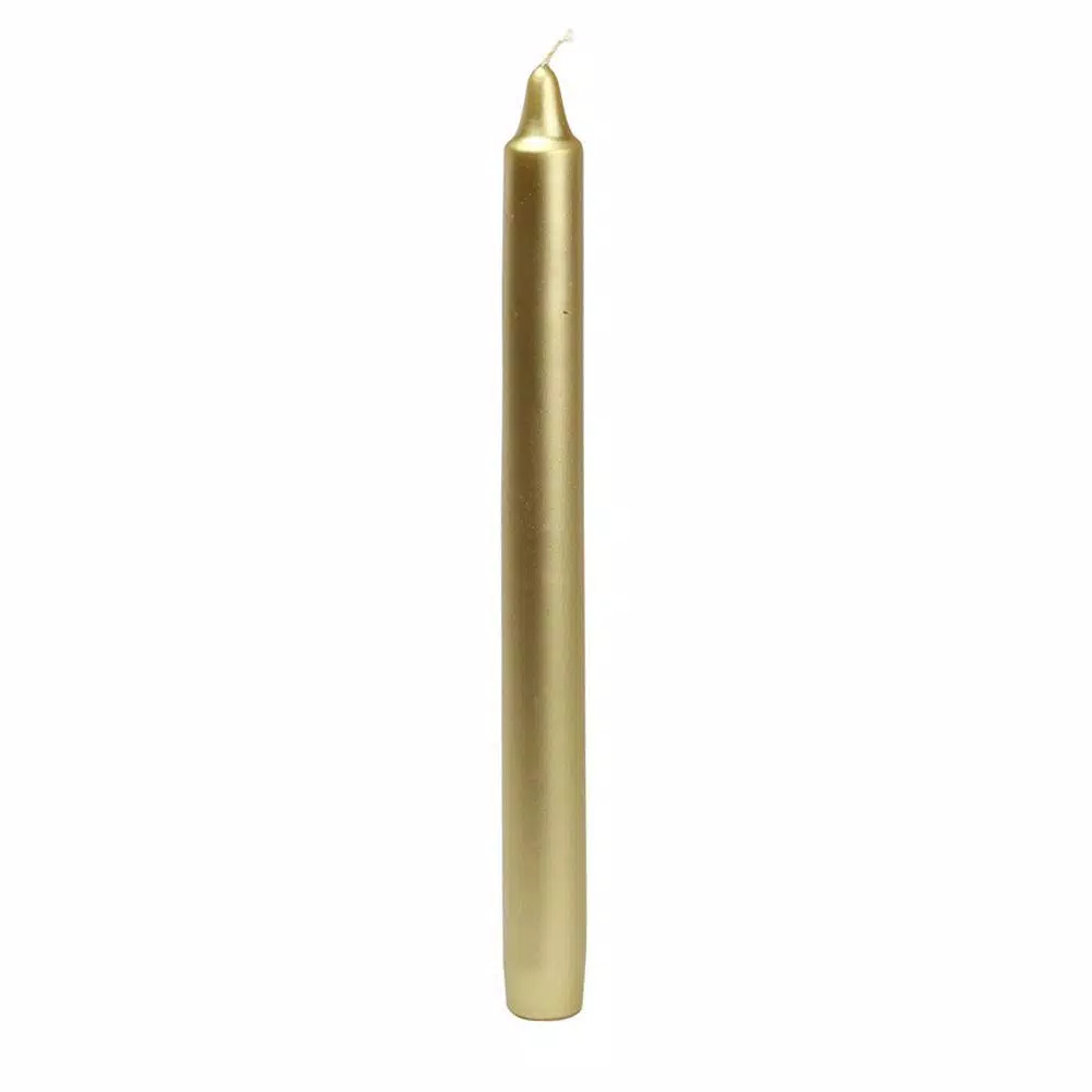 Zest Candle 10 in. Metallic Gold Straight Taper Candles, 12-Set