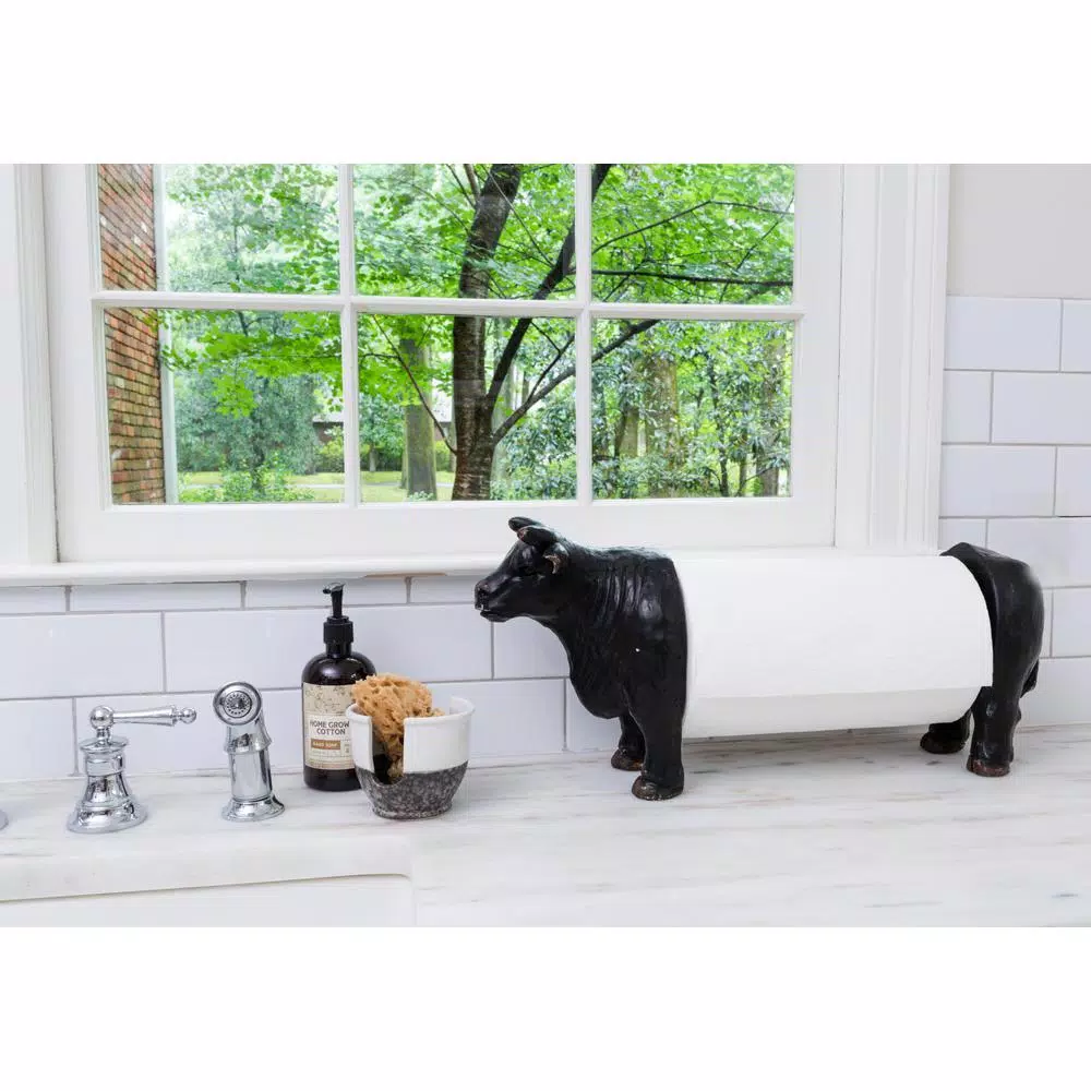 3R Studios Brown Cow Shaped Freestanding Paper Towel Holder - Farmhouse Style Resin
