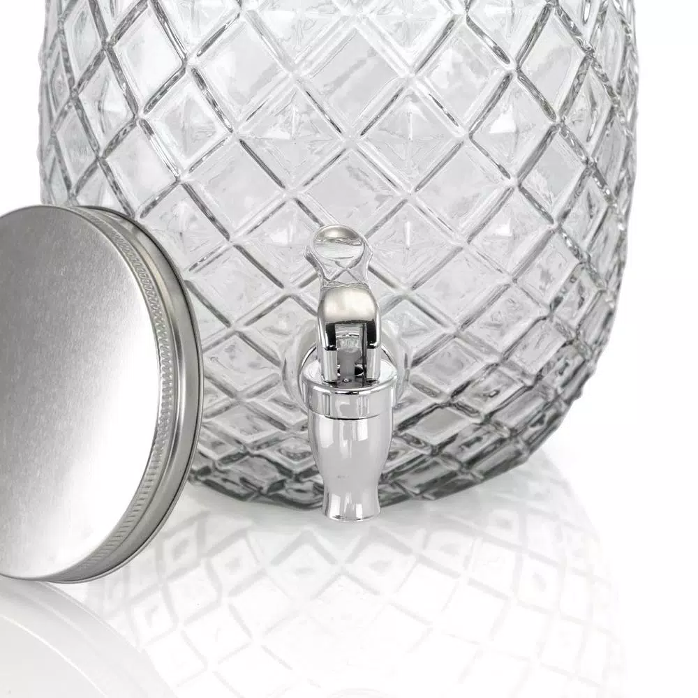 Gibson Home 4.8 Qt Pineapple Shaped Clear Glass Beverage Dispenser with Spout
