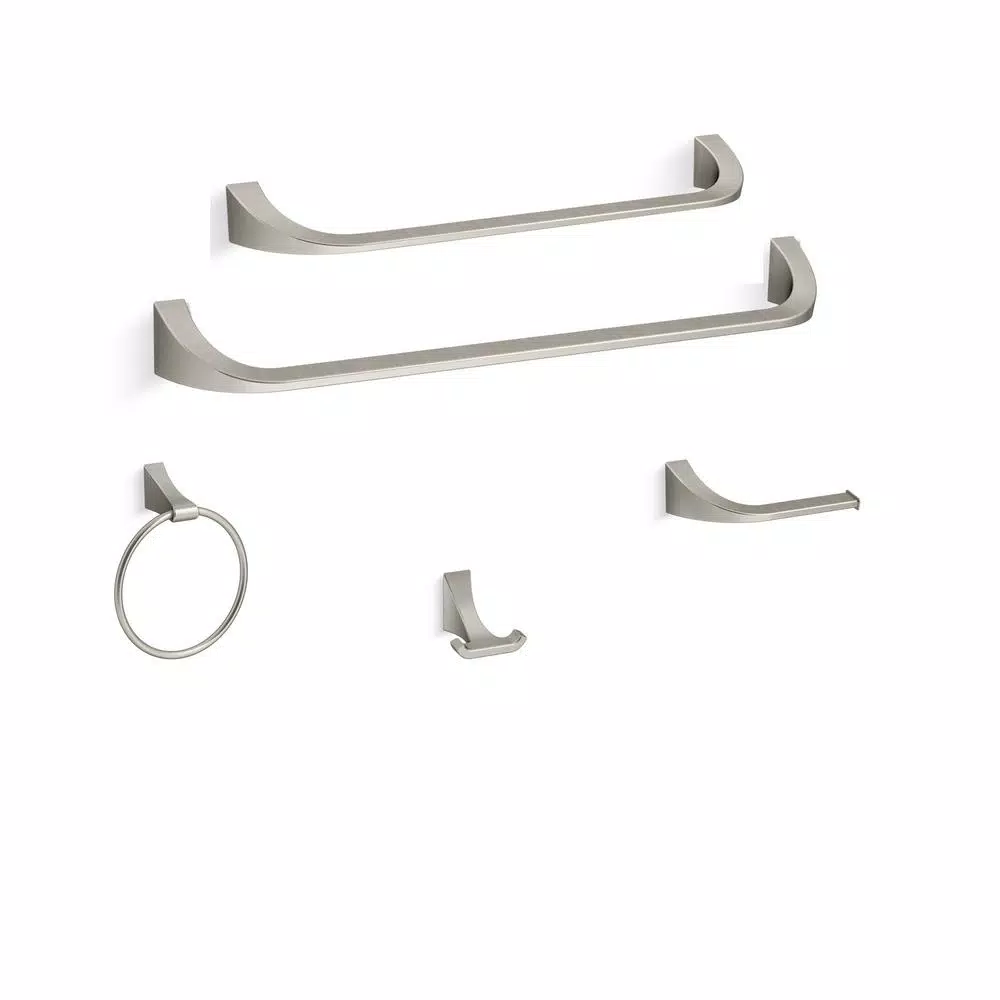 KOHLER Katun 5-Piece Modern Bathroom Hardware Set in Vibrant Brushed Nickel