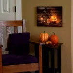 LUMABASE Jack O' Lantern Lighted Canvas Wall Art - Twinkling LED Halloween Hanging Decor thumbnail 4