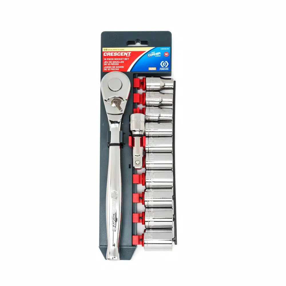 Crescent 12-Piece 1/2 in. Drive 12-Point Ratchet and Socket Set, SAE