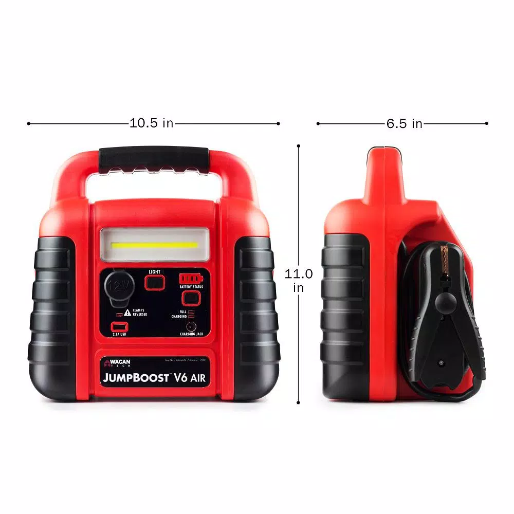 Wagan Tech JumpBoost V6 Air 1000 Amp Jump Starter with 250 PSI Air Compressor and LED Light