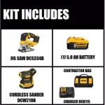 DEWALT 20V MAX XR Brushless Jigsaw & Random Orbital Sander Combo Kit with 5.0Ah Battery and Charger thumbnail 2