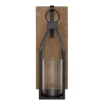 Kate and Laurel Oakly Rustic Brown Wood and Metal Candle Sconce thumbnail 2