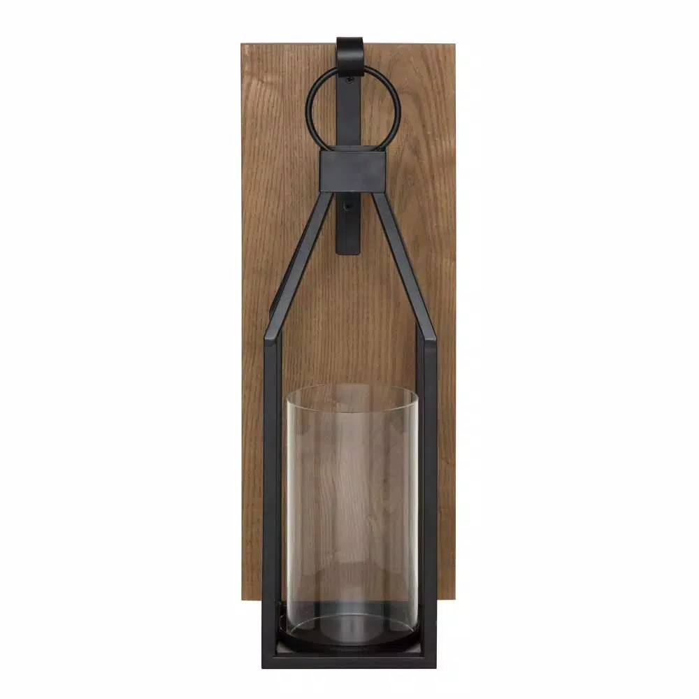 Kate and Laurel Oakly Rustic Brown Wood and Metal Candle Sconce